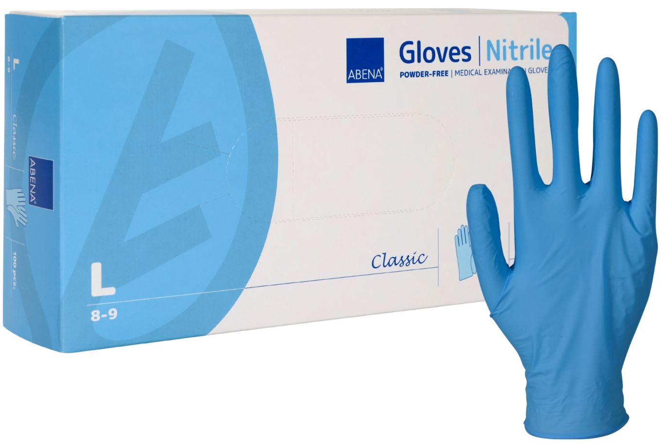 ABENA Classic Nitrilhandschuhe, puderfrei, blau, Größe L