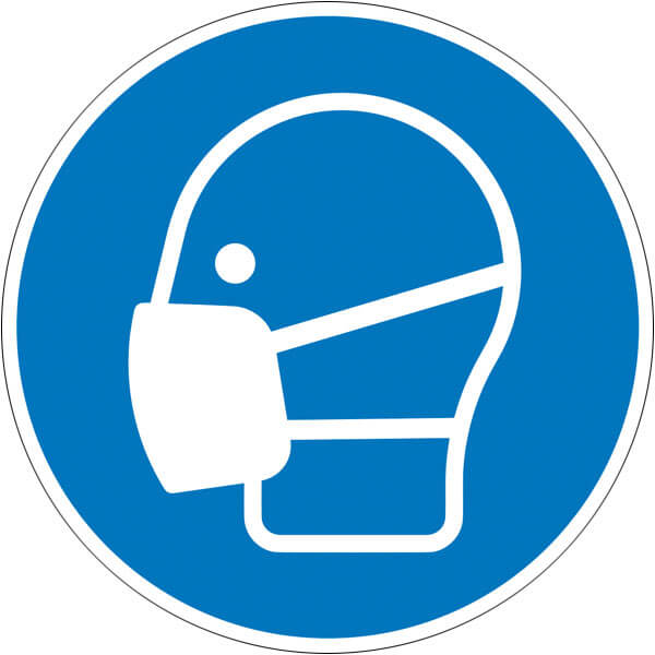 Gebotszeichen Maske benutzen, Selbstklebende Folie, ⌀ 10 cm Gebotszeichen Maske benutzen, Selbstklebende Folie, ⌀ 10 cm