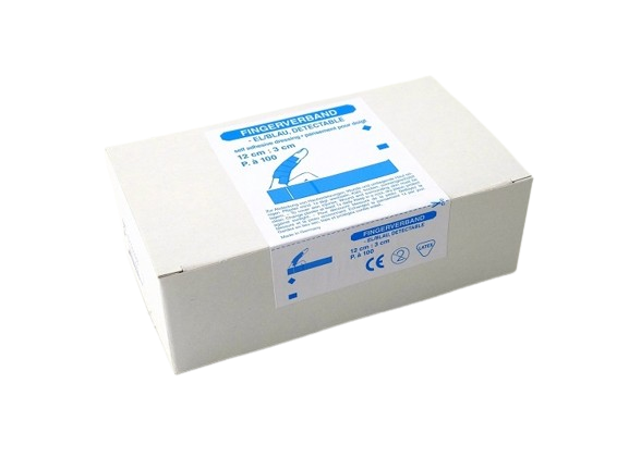 Fingerverbände, detectable, elastisch, 12 cm x 2 cm, 100 Stück im Karton Fingerverbände, detectable, elastisch, 12 cm x 2 cm, 100 Stück im Karton