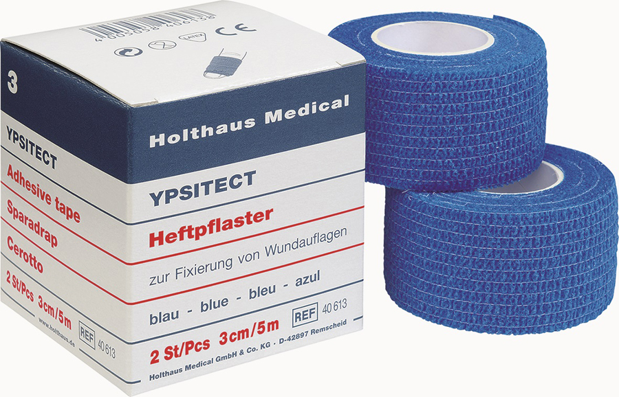 YPSITECT Heftpflaster, Blau, 3 cm x 5 m, 2 Rollen