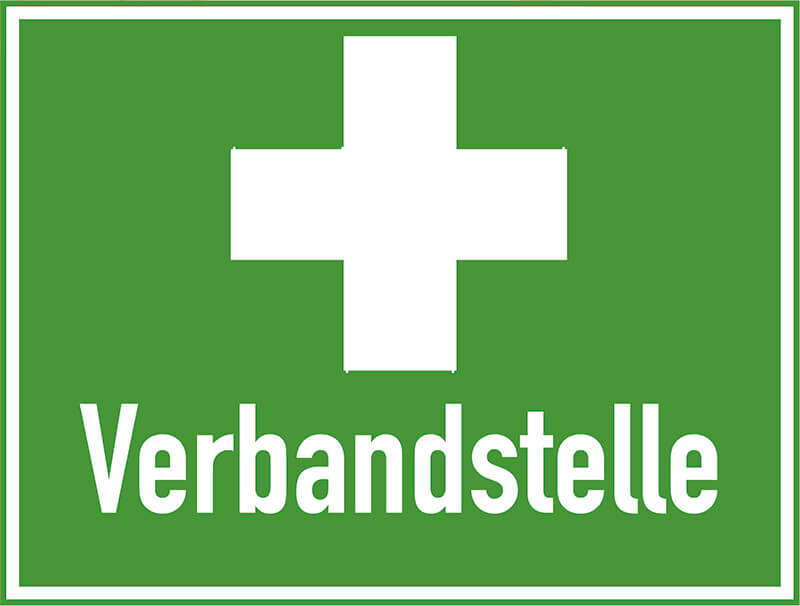 Rettungszeichen Verbandstelle, Kunststoff, leuchtend, 24 x 18 cm Rettungszeichen Verbandstelle, Kunststoff, leuchtend, 24 x 18 cm