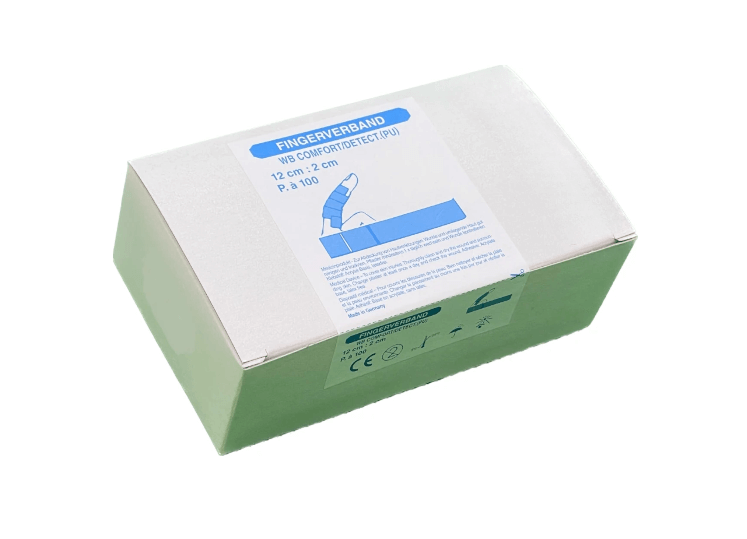 Fingerverbände, detectable, elastisch, 12 cm x 2 cm, 100 Stück im Karton Fingerverbände, detectable, elastisch, 12 cm x 2 cm, 100 Stück im Karton