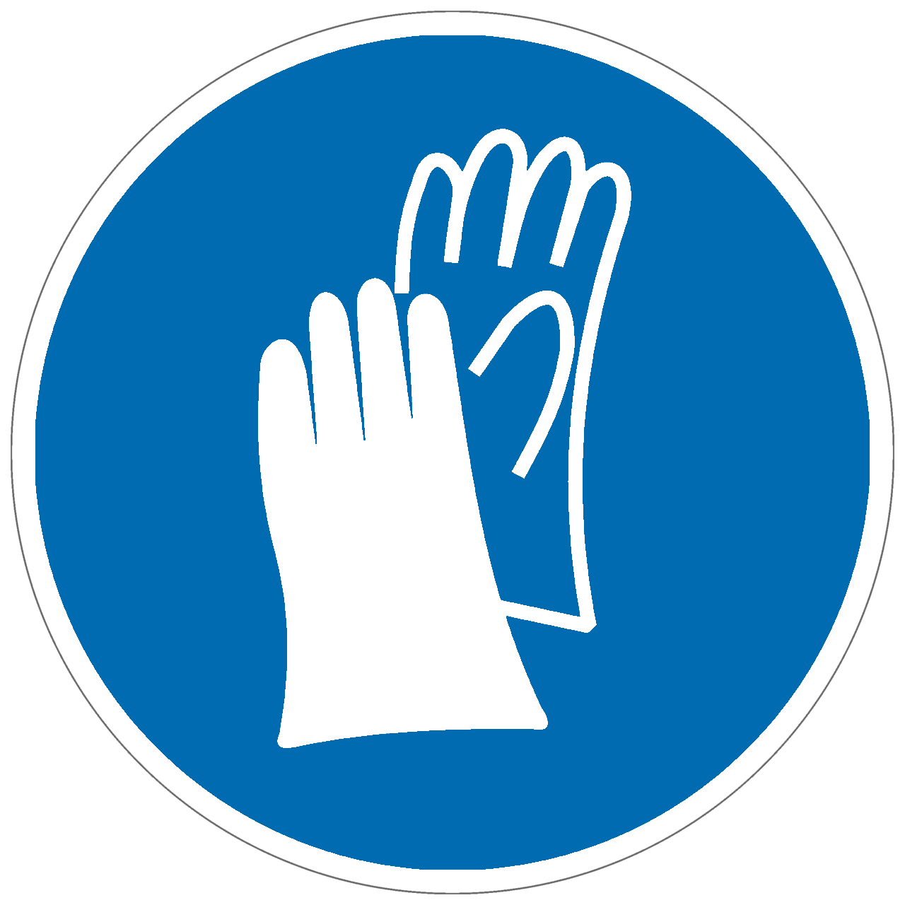 Gebotszeichen Handschuh benutzen, Selbstklebende Folie, ⌀ 10 cm Gebotszeichen Handschuh benutzen, Selbstklebende Folie, ⌀ 10 cm